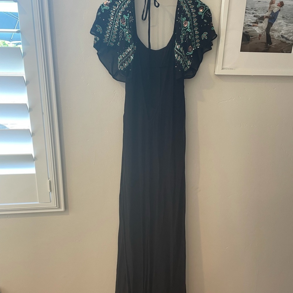 Free People Formal black chiffon gown size 2 - Picture 5 of 6